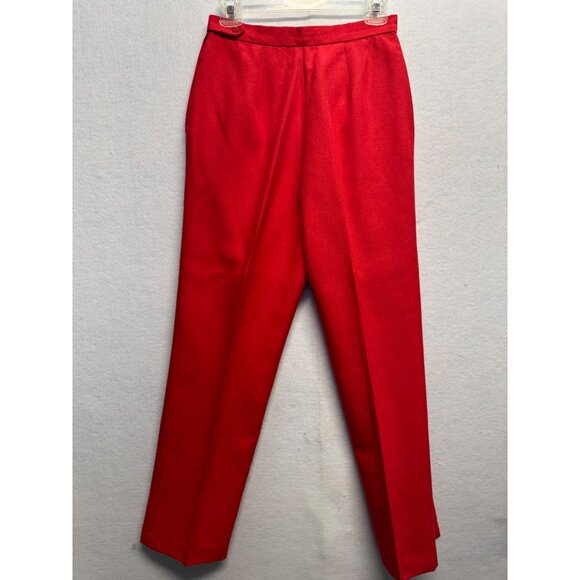Vintage Red Pleated High-Waist Trousers Womens Size 12 By Hunt Valley - Picture 11 of 11